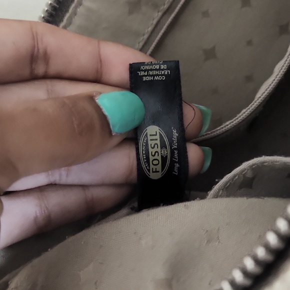 Metallic Fossil Crossbody Satchel Bag - Picture 10 of 12